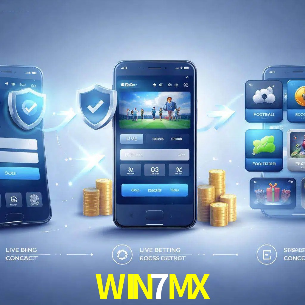 Pasos de acceso a la app WIN7MX en pantalla de teléfono móvil